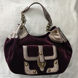 Anna Sui Dark Purple-ish Brown Velour Bag